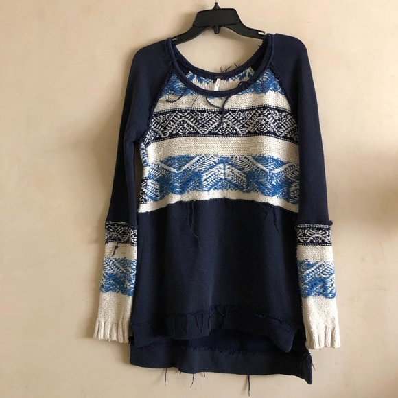Free People Distressed Fair Isle Sweater - Picture 1 of 8